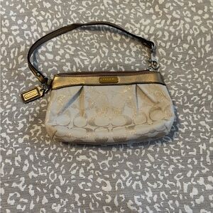 Coach Metallic Gold and Cream Wristlet